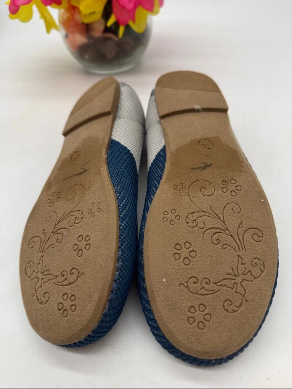 Lily & Dan Navy and Cream Knit Ballet Flats Size 11/12 BFL10026C